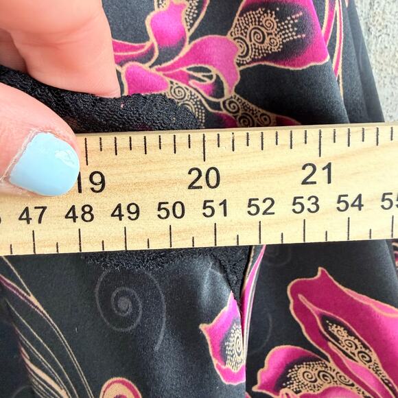 Vtg Delicates Satin Slip Dress + Robe Set Black Pink Baroque Lace Trim 2 Piece M - Picture 12 of 14